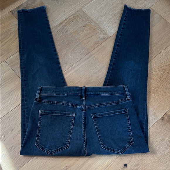 Banana Republic Luxe Sculpt Dark Soft Blue Women's Skinny Jeans Frayed Ankles - Picture 6 of 7